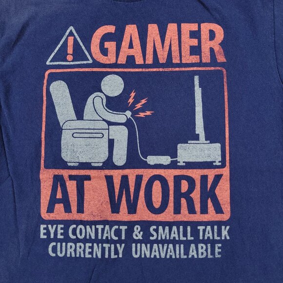 Fifth Sun Shirt Men's Medium Blue Gamer At Work Graphic Tee Short Sleeve Adult - Picture 2 of 13